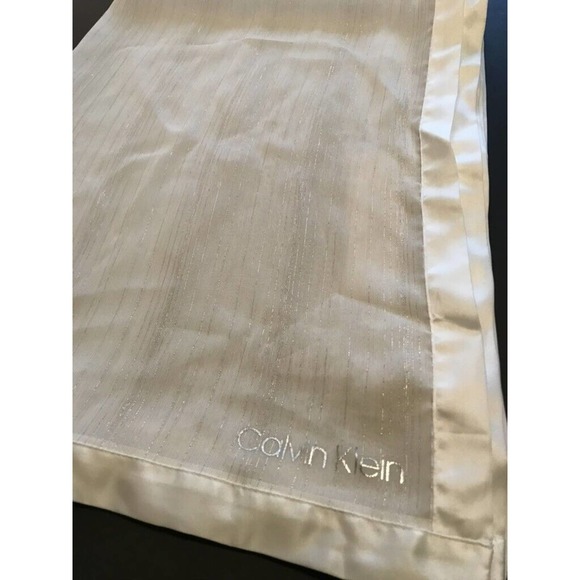 Calvin Klein Sheer & Satiny Scarf, Off-white metallic pinstripe, Rectangular - Picture 3 of 9